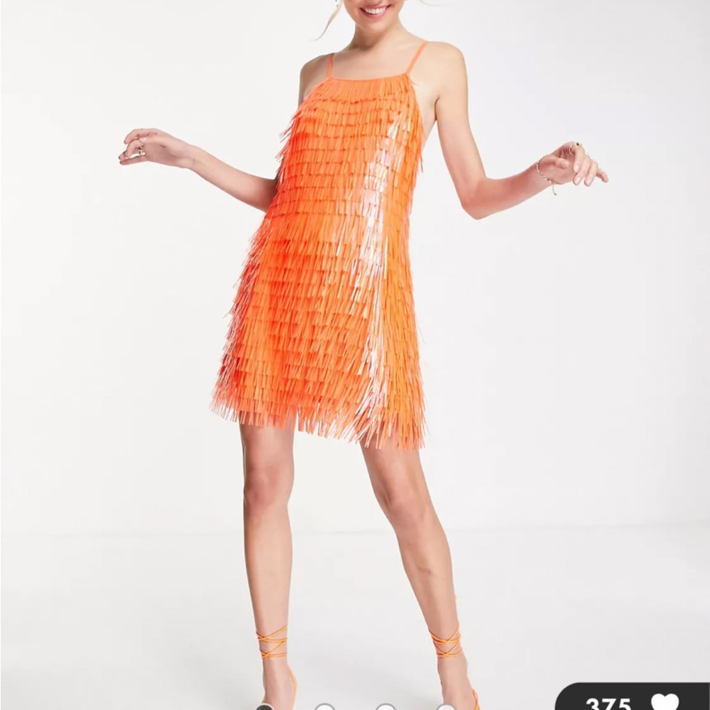 ASOS Vibrant Orange Fringe Dress